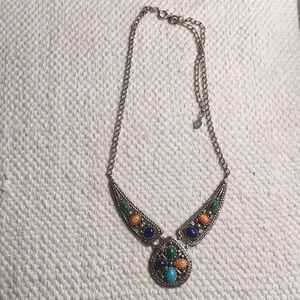 Silver Green/Blue/Orange Necklace